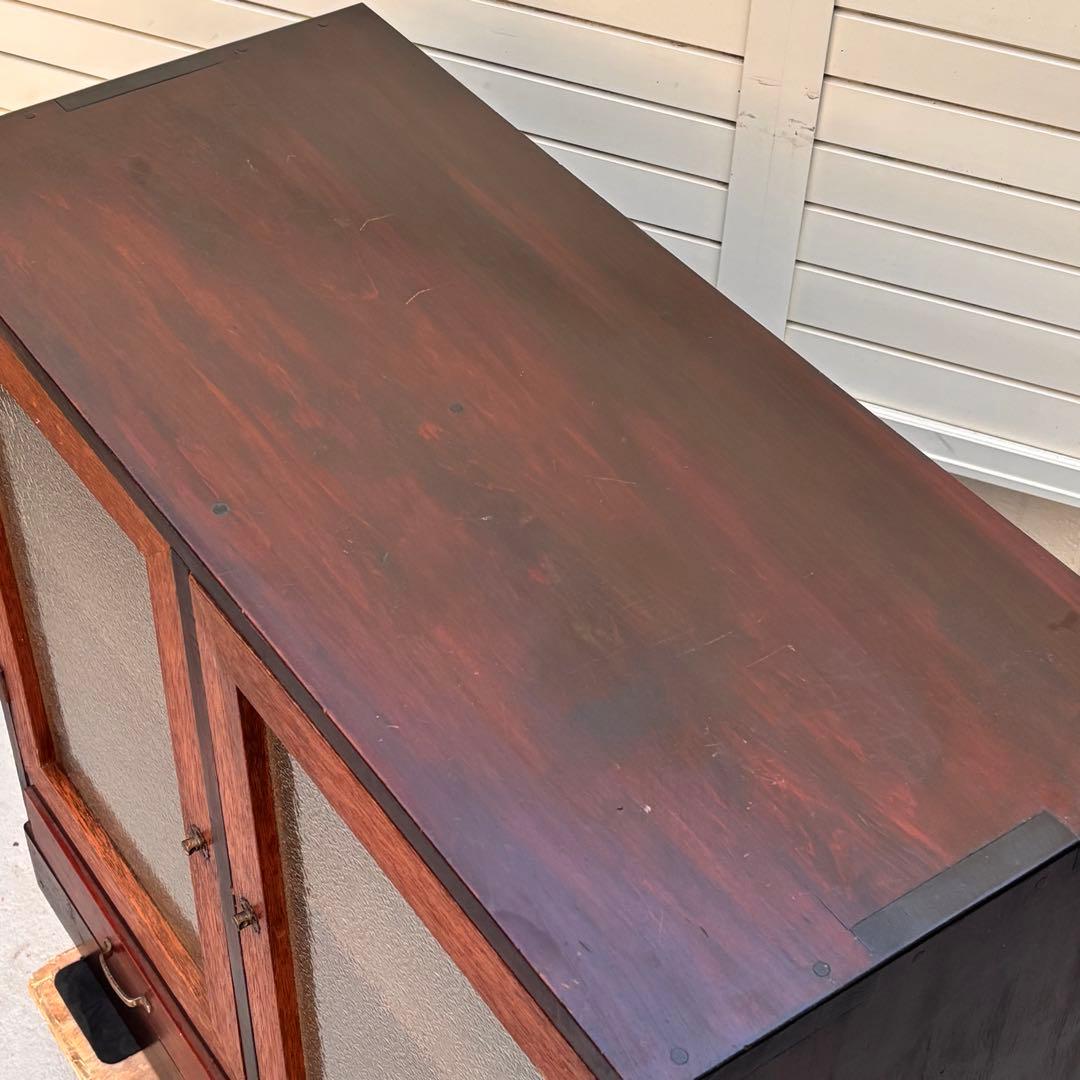 昭和レトロ■収納箪笥　ゆらゆらガラス