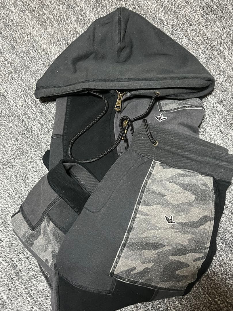 1PIU1UGUALE3 RELAX カモフラ スウェット セットアップ XL