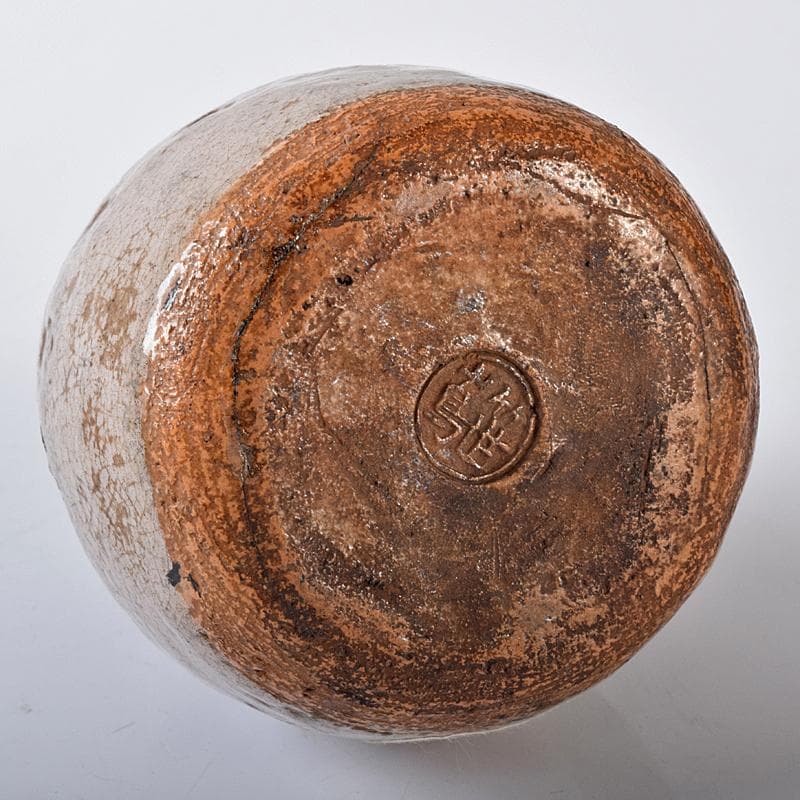 尾張笹島焼　暦手三島四耳壷　徳利　時代箱付　V　R8178