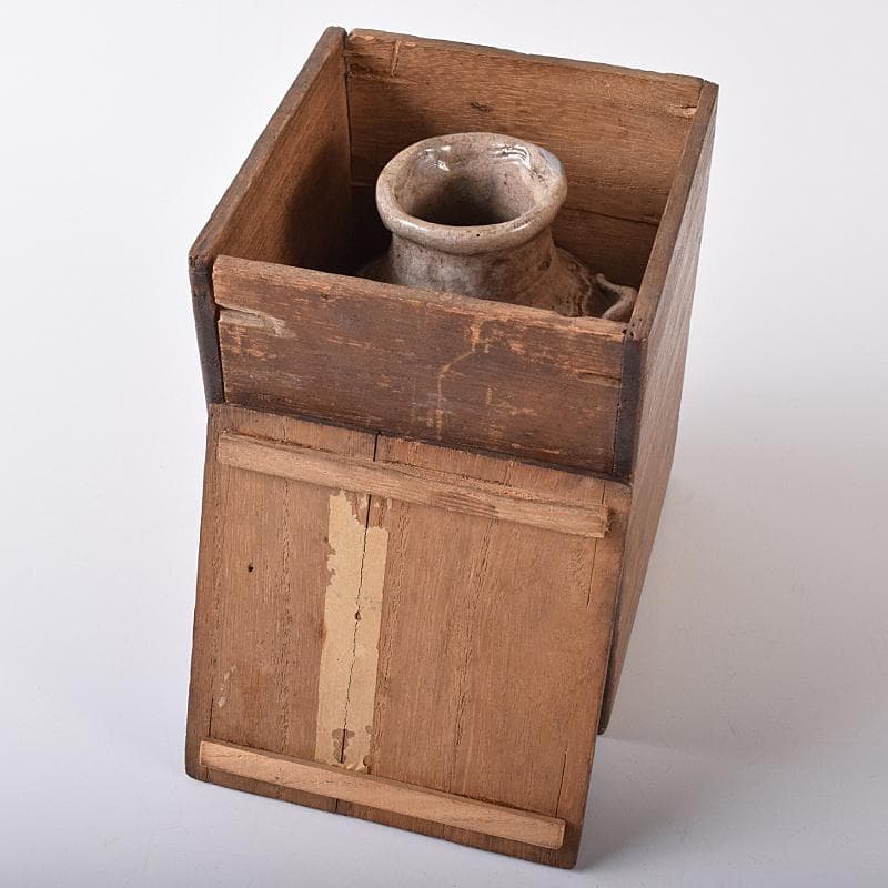 尾張笹島焼　暦手三島四耳壷　徳利　時代箱付　V　R8178