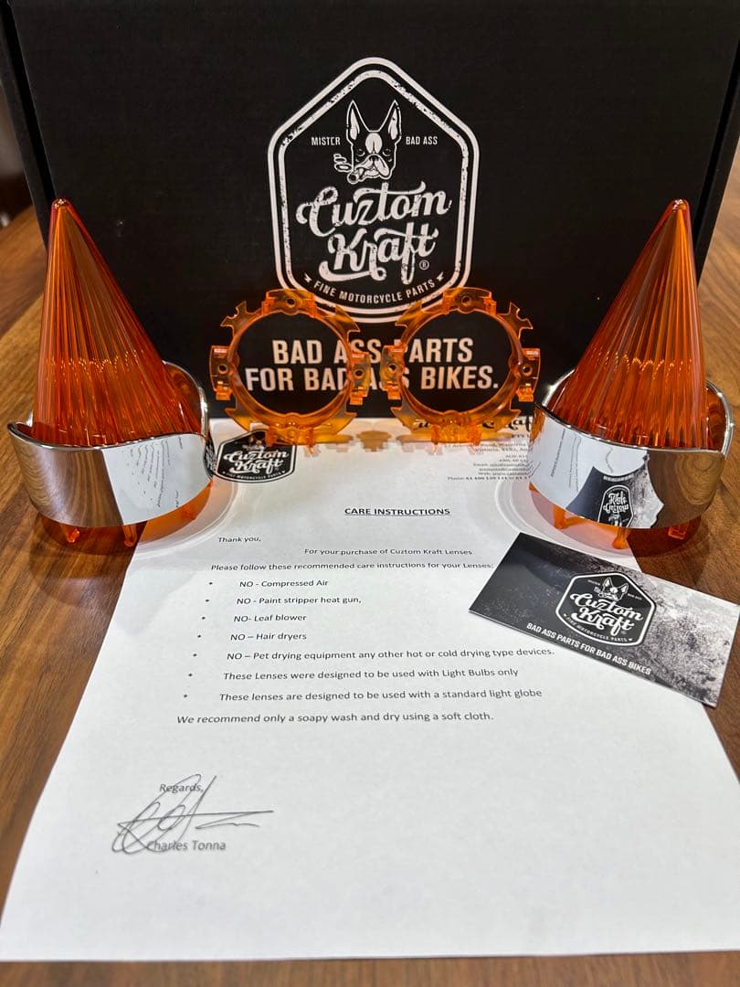 ビッグバーナーレンズセットオレンジ クローム　ウィンカー　ハーレー　チョロ