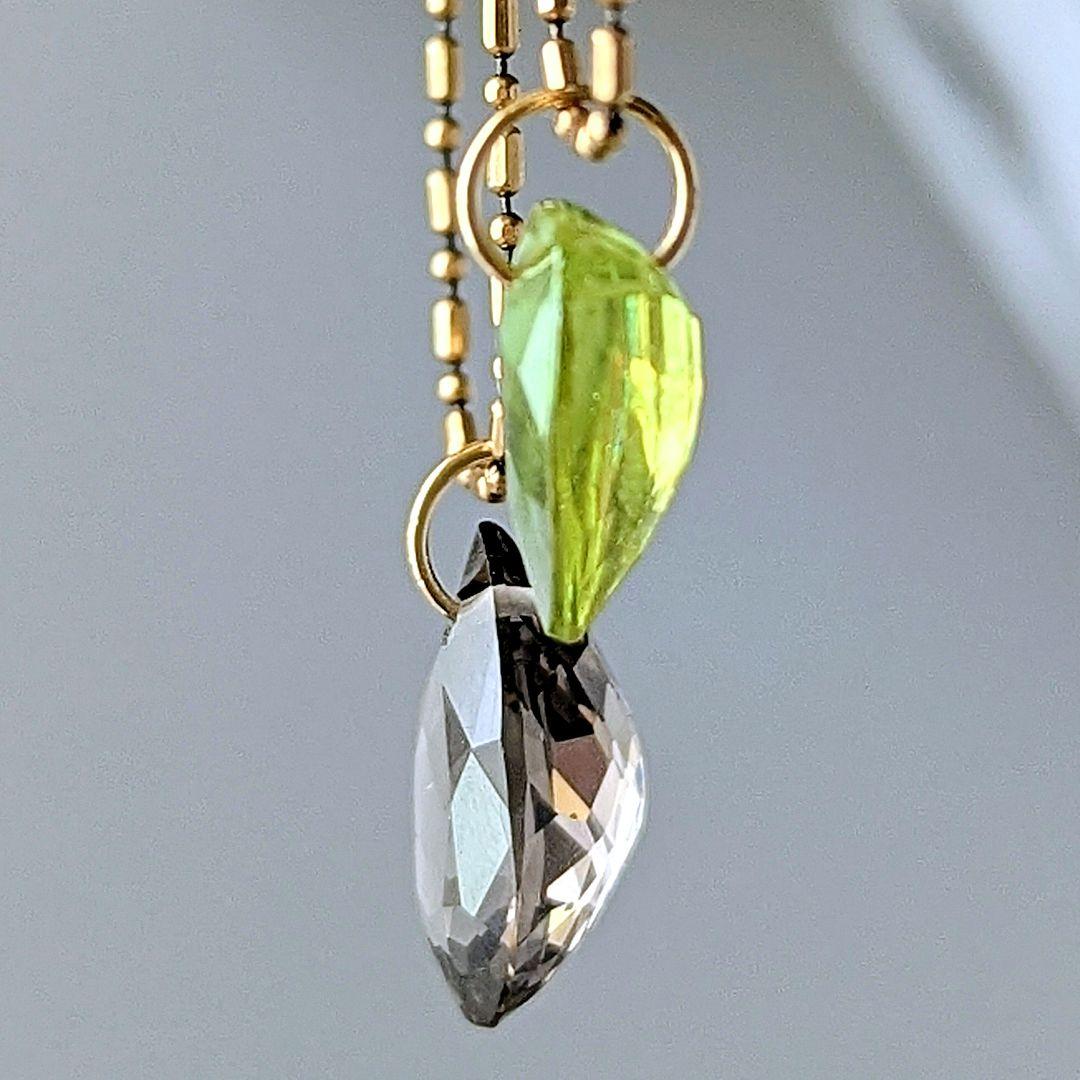 ♢みどりかわ♢K18 スフェーン ＆ スモーキークォーツ セットチャーム