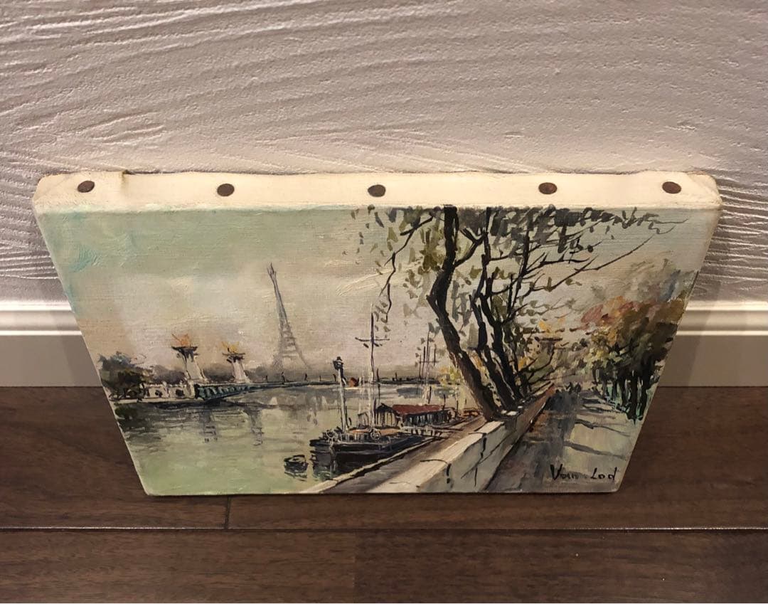 Van Lod ヴァン・ロッド　油彩画 パリの風景 エッフェル塔　サイン入り