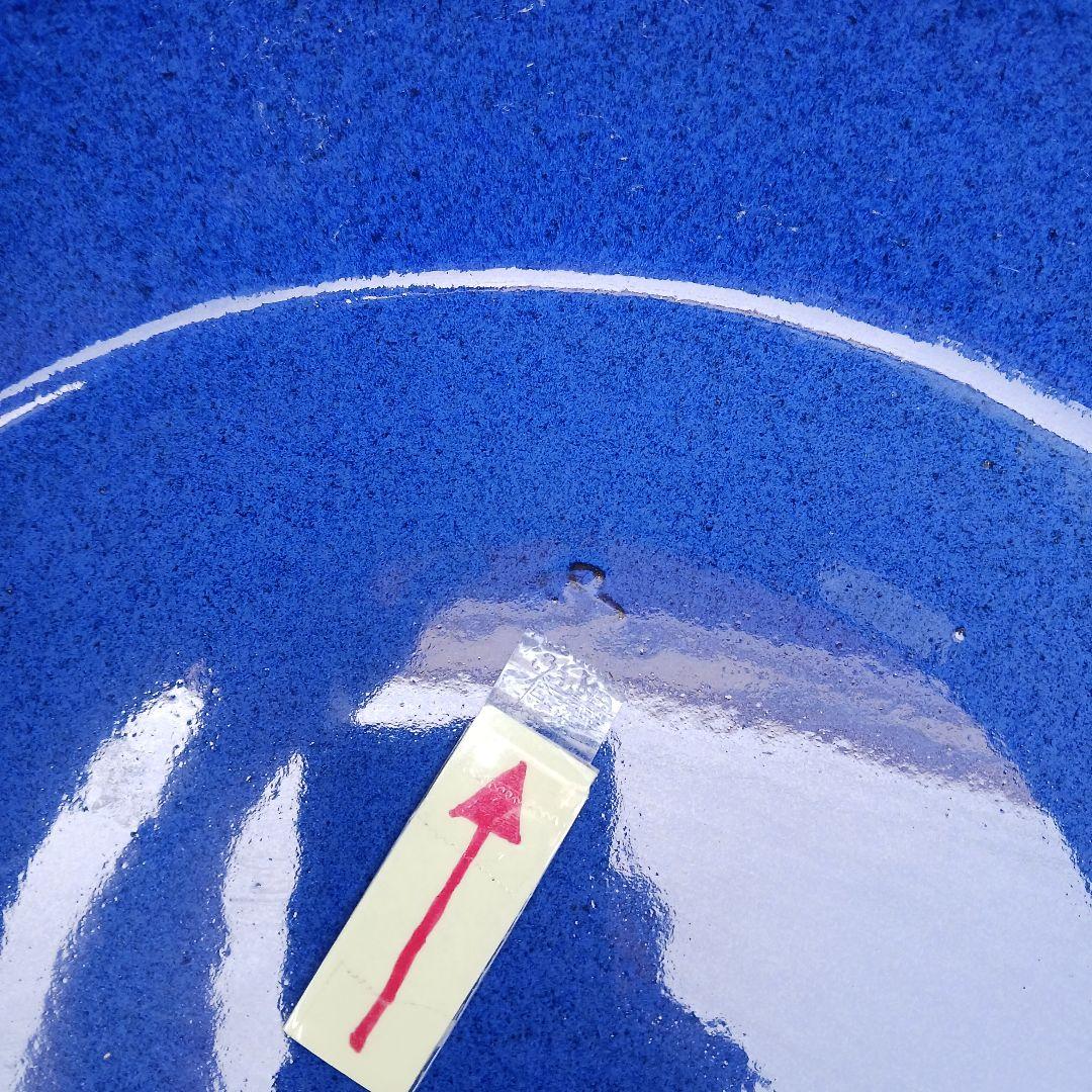 新品　∅49　特大　陶器　睡蓮鉢　手造り　メダカ鉢　難有　ラピスブルー　青LDB