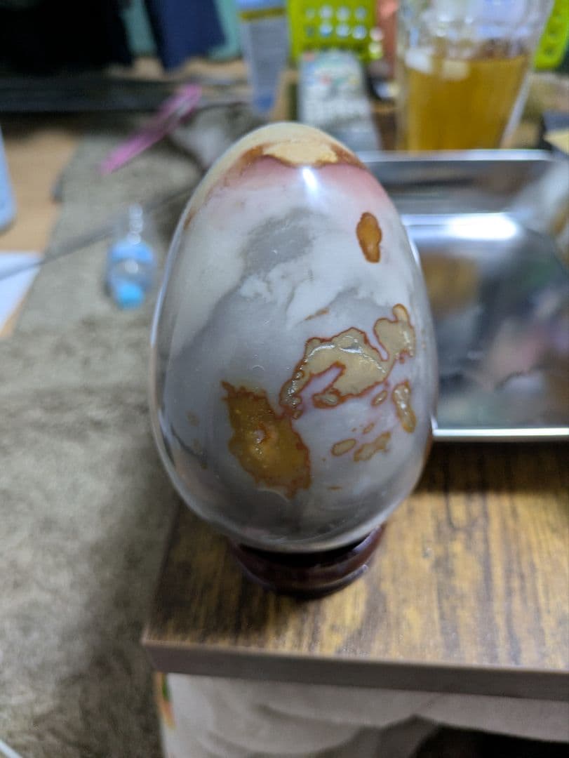 天然石　置物　石　瑪瑙　瑠璃　台座付き