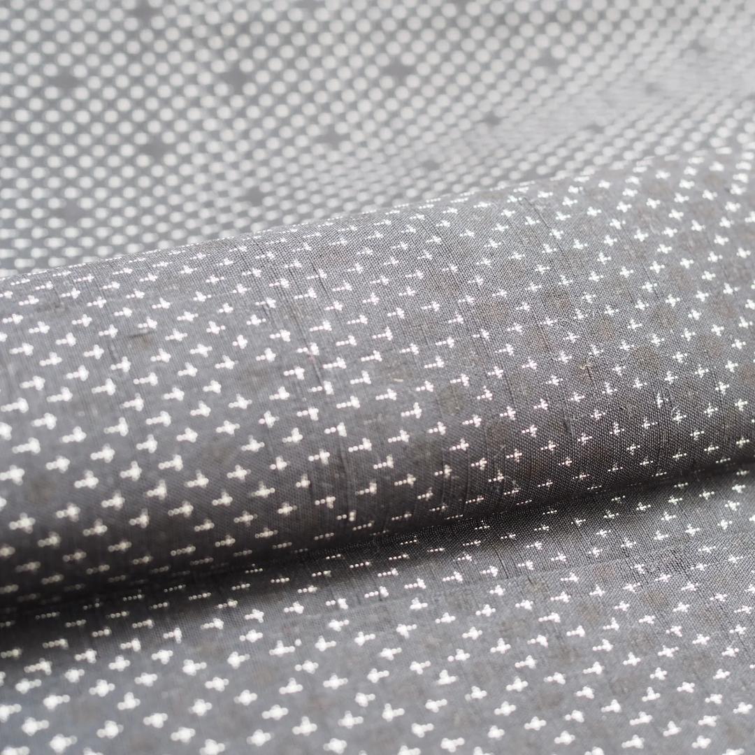 【着物】【付下げ】紬 黒字 十字絣 付下げ No.6