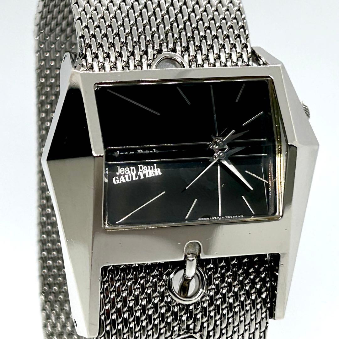新品電池 稼働 ジャンポールゴルチエ QZ カットガラス シルバー メンズ
