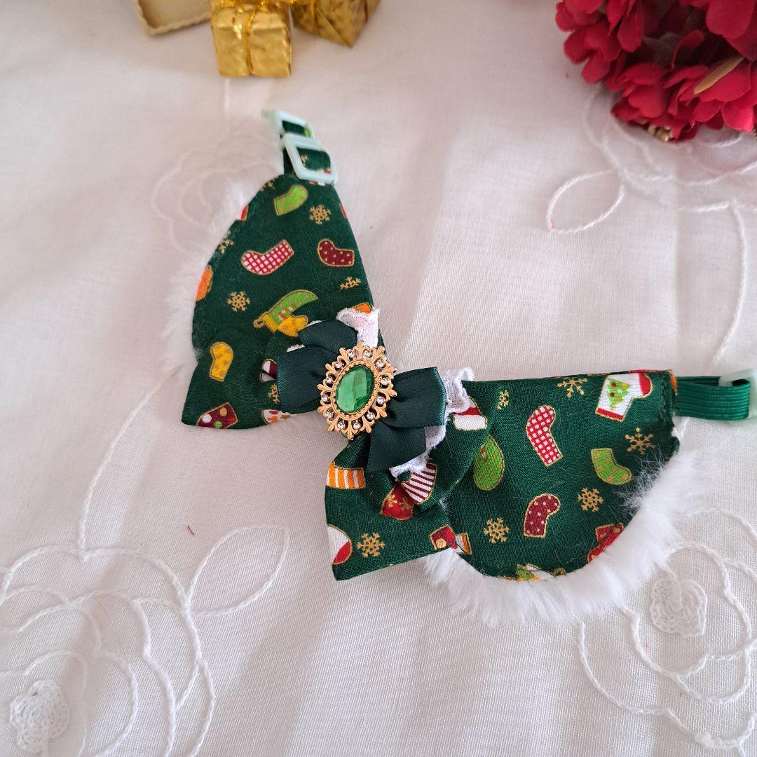 クリスマスシリーズ(靴下)わんちゃん猫ちゃん用襟つき首輪