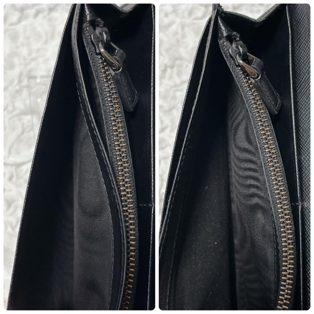 美品✨近年 PRADA 長財布　二つ折り　サフィアーノレザー　ウォレット　黒