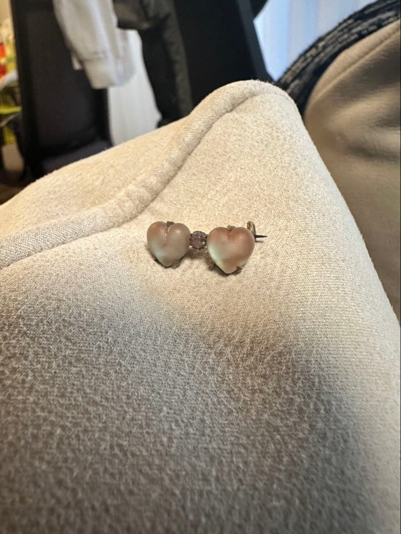 サフィレット ブローチ　ダブルハート　アンティーク　ヴィンテージ