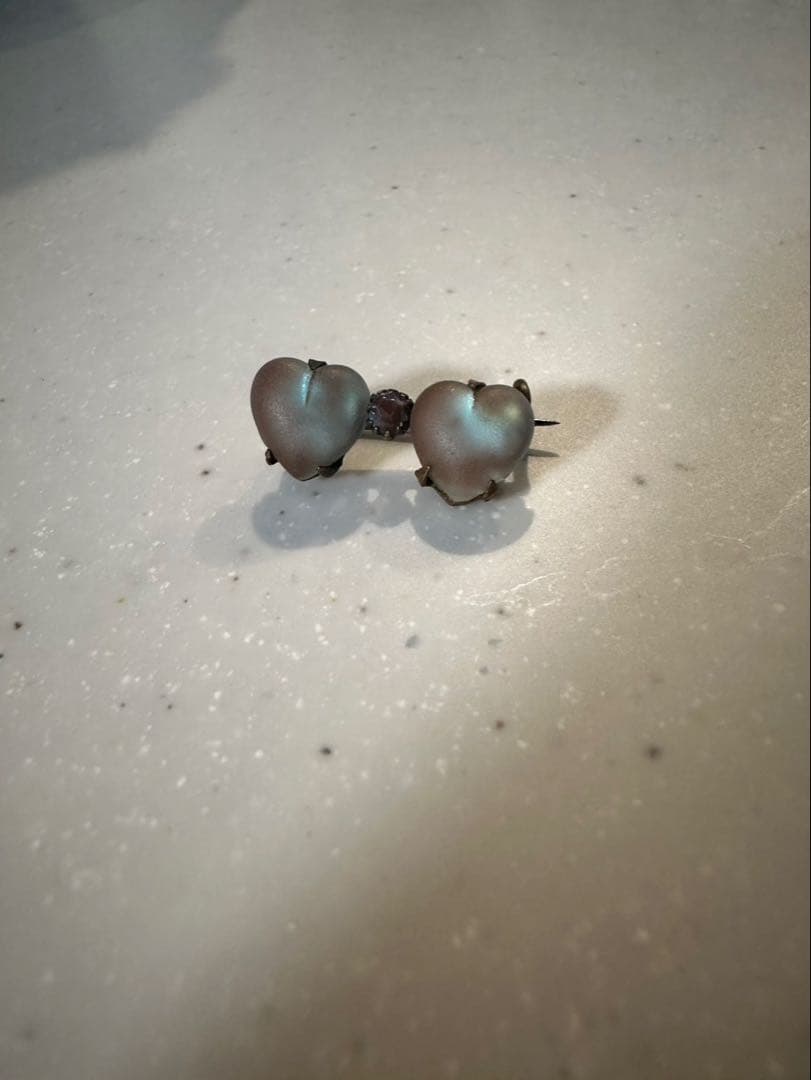 サフィレット ブローチ　ダブルハート　アンティーク　ヴィンテージ