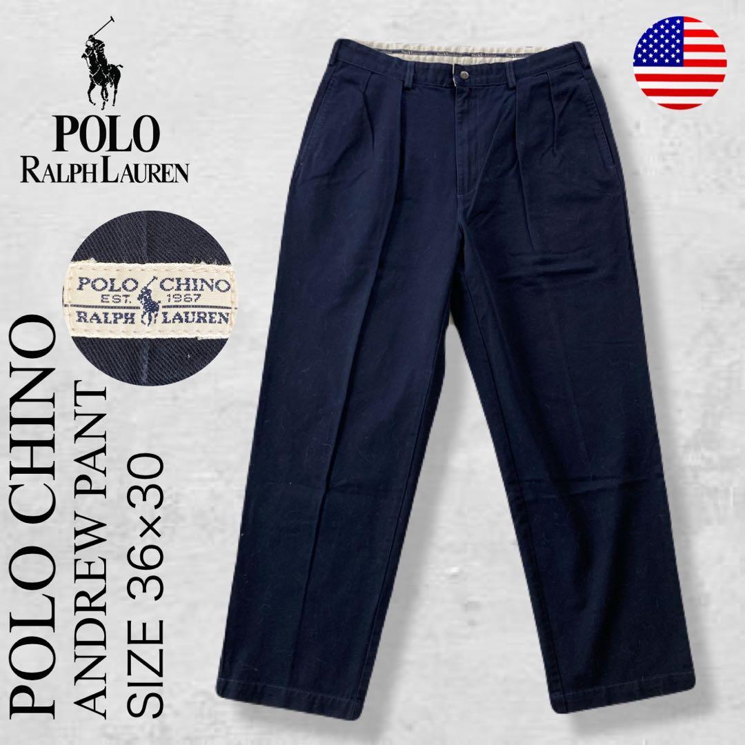 【USA製】ポロチノ アンドリューパンツ ラルフローレン ネイビー 36×30