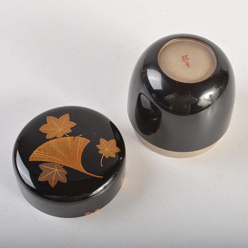 茶道具　塗師　比古田外記　蒔絵師　田中勝月　中棗　共箱　V　6787