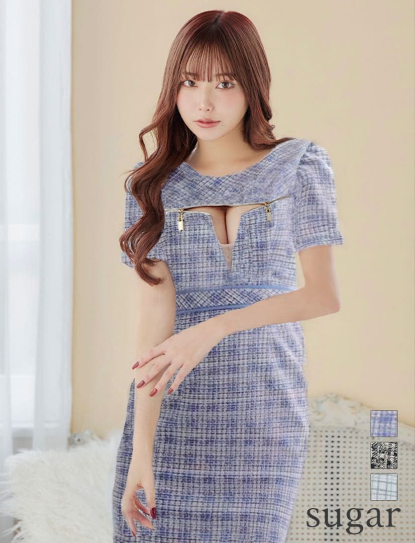 値*！様 【Glossy/グロッシー】ツイードニット/フロントジッパー/キャバド