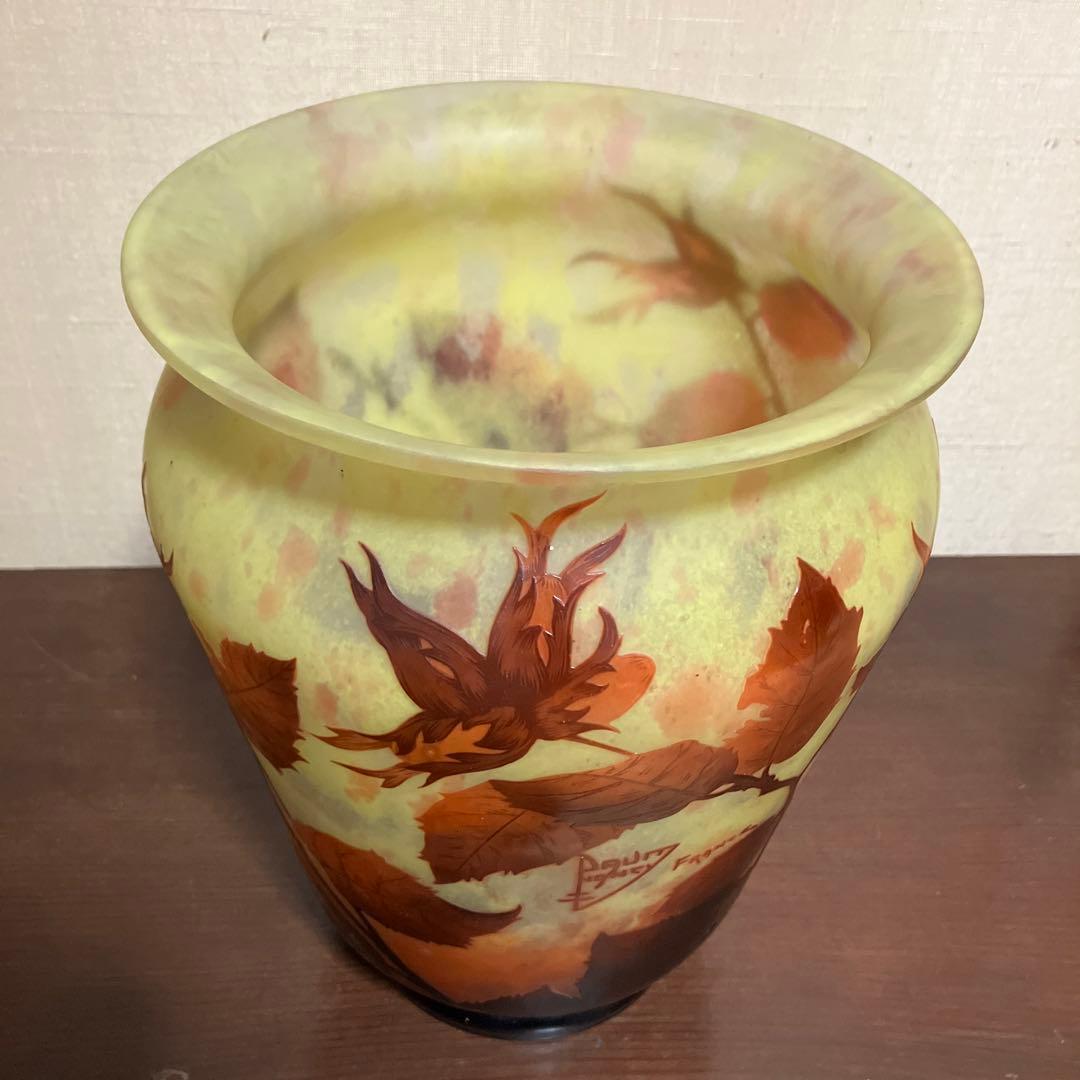 ドームナンシー　 花瓶　枯れ葉文　アール・ヌーヴォー