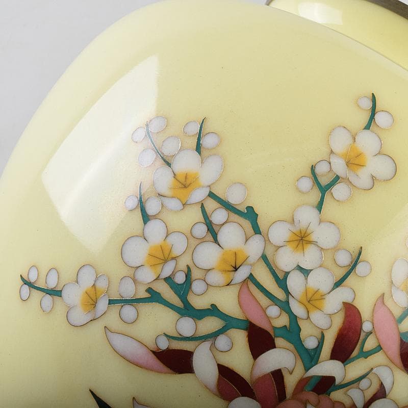 七宝焼　四君子文　花瓶　時代箱付　D　R9122B