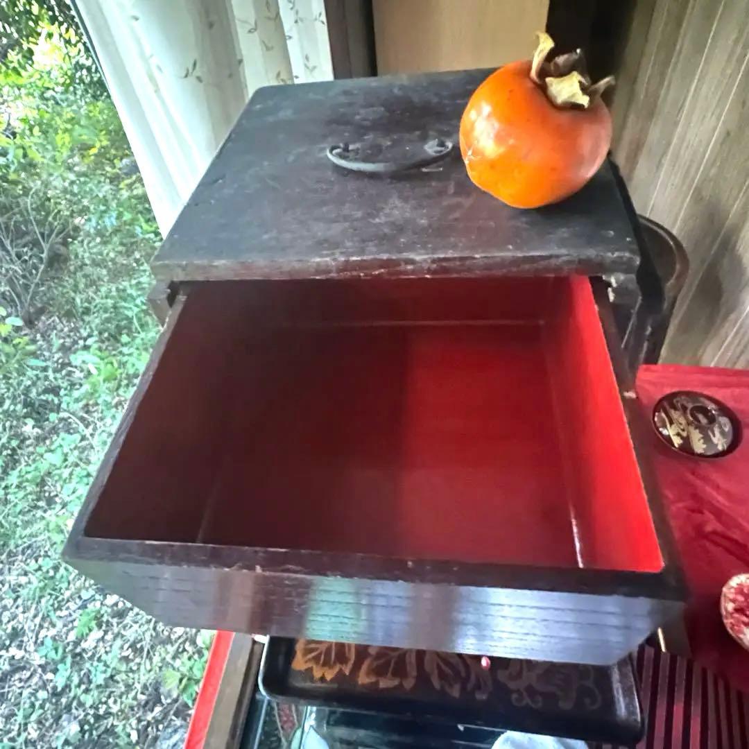 2213様感謝‼️総欅JAPAN蒔絵梅六点大名道具絵替り組子野弁当三対