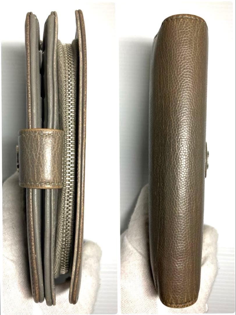 シャネル　キャビアスキン　レザー　ココマーク　セブルガ　二つ折り財布