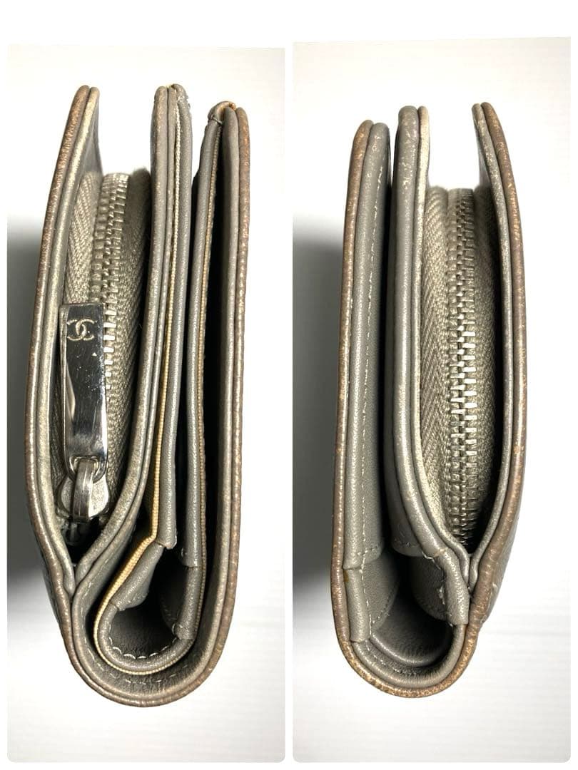 シャネル　キャビアスキン　レザー　ココマーク　セブルガ　二つ折り財布