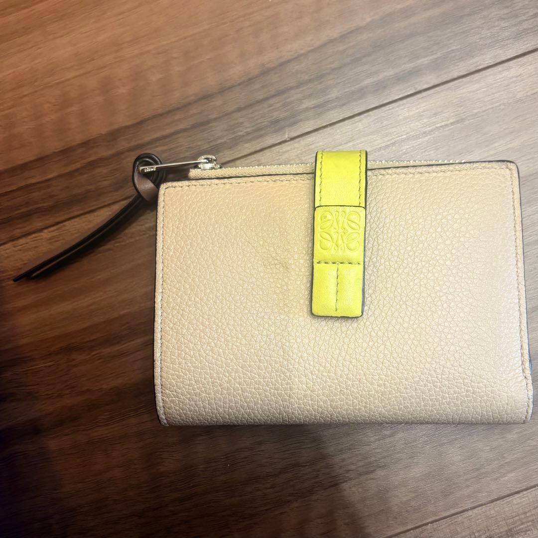 LOEWE ロエベ　二つ折り財布 ベージュ×イエロー