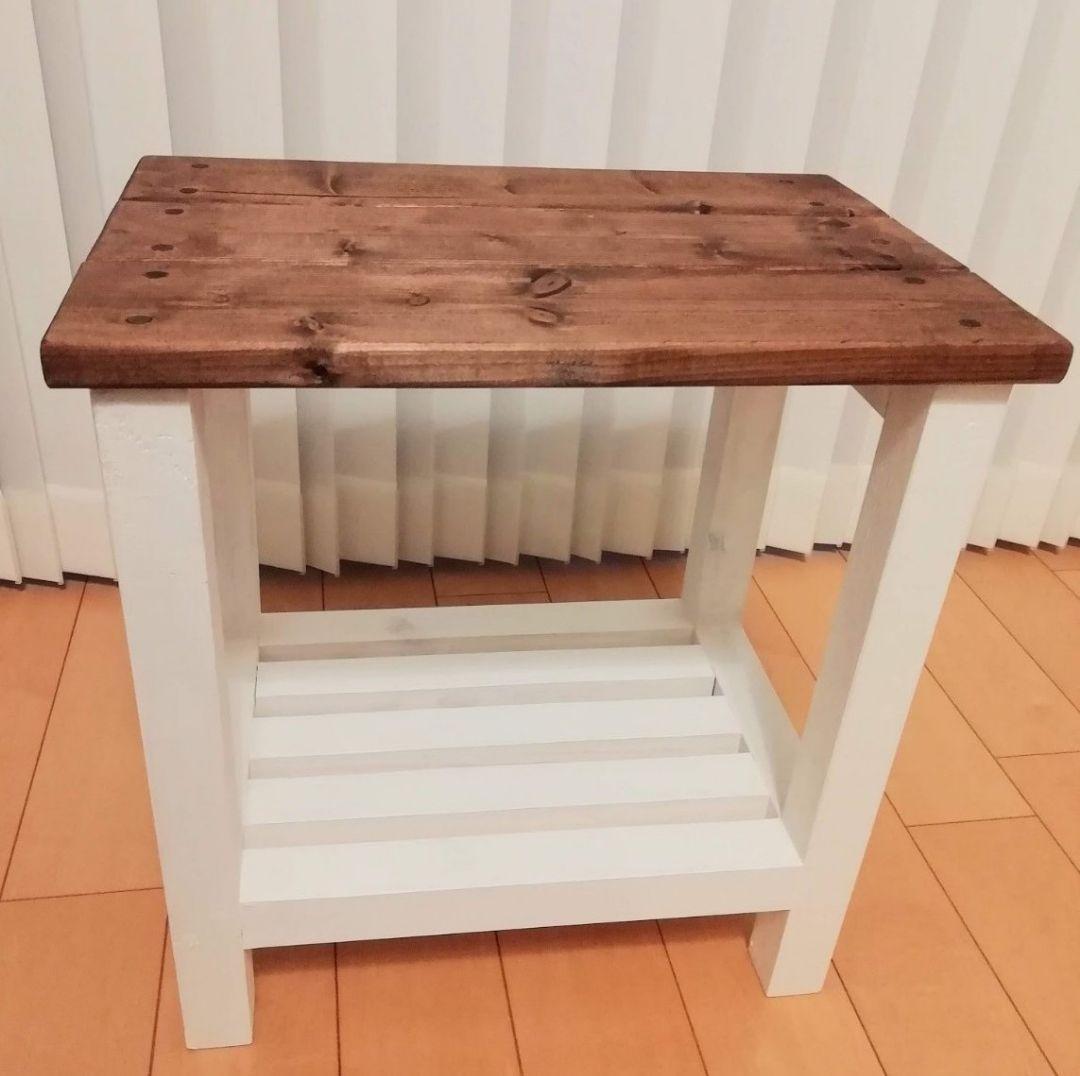 スツール/棚付き/椅子/ホワイト【送料込み】