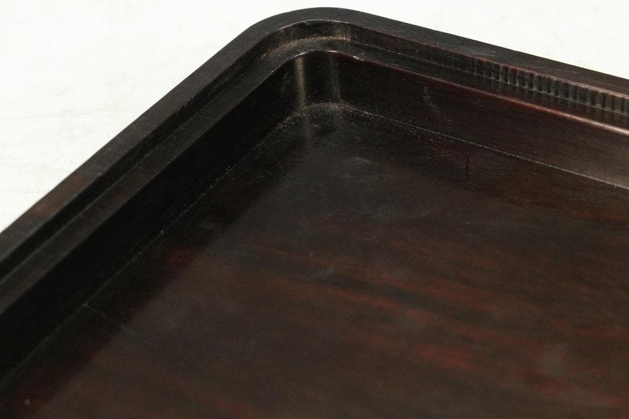 中国美術 紫檀 刻龍紋 四方蓋物(K-A834)