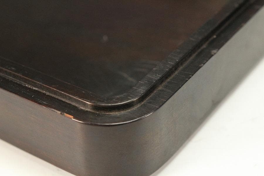 中国美術 紫檀 刻龍紋 四方蓋物(K-A834)