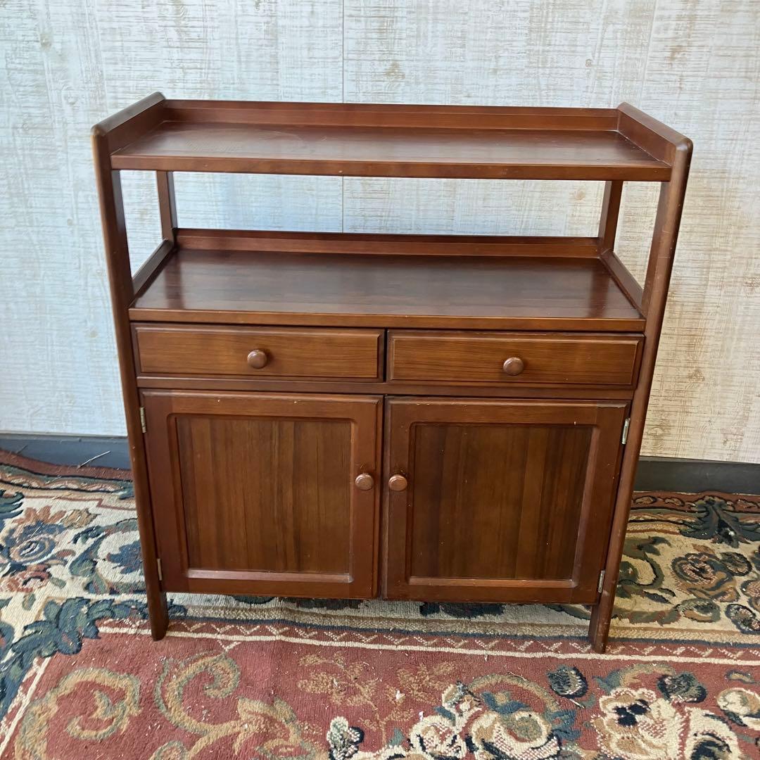 昭和レトロ カリモク 木製コールキャビネット 電話台 飾り棚 コンソールテーブル