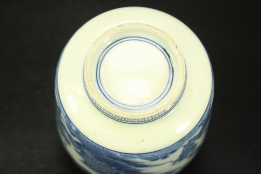 中国美術 碗 人物風景文様 染付(メ1708)