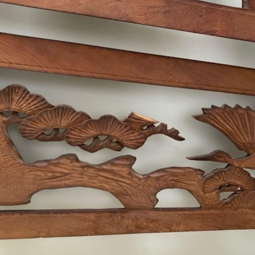 欄間2枚セット【昭和レトロ/当時物】アンティーク建具和室木工品工芸品