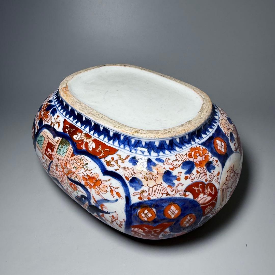 明治時代　染錦鳳凰図変形鉢　珍品　金魚鉢　メダカ　骨董　古美術　オブジェ