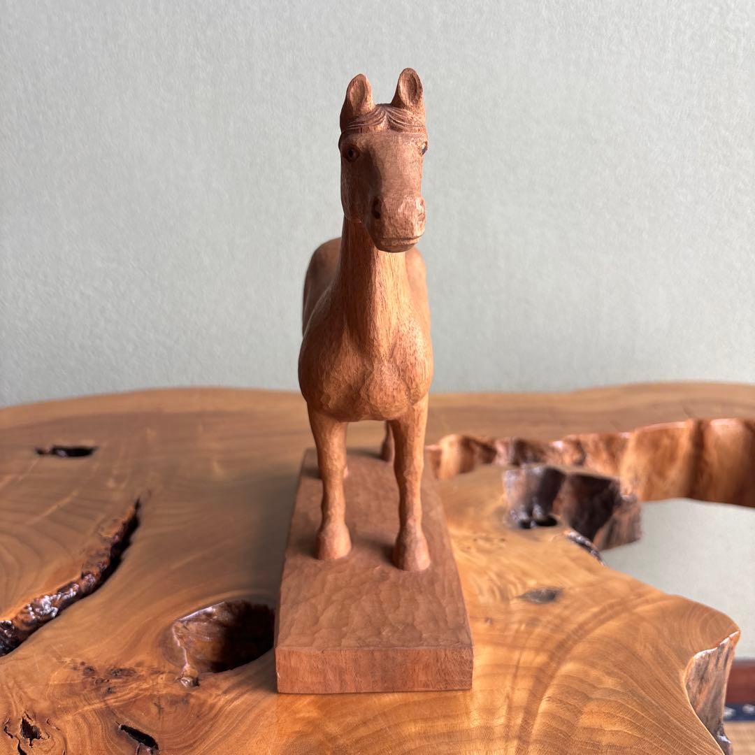 「馬」高野五聖 干支置物 木彫 細密彫刻 共箱
