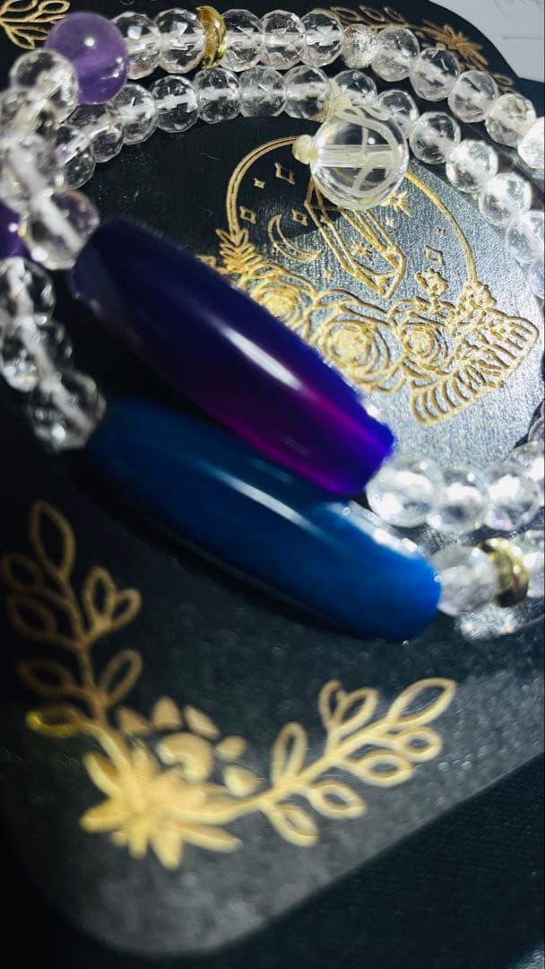 綺麗な綺麗な2連ブルー瑪瑙、紫山天珠⭐️