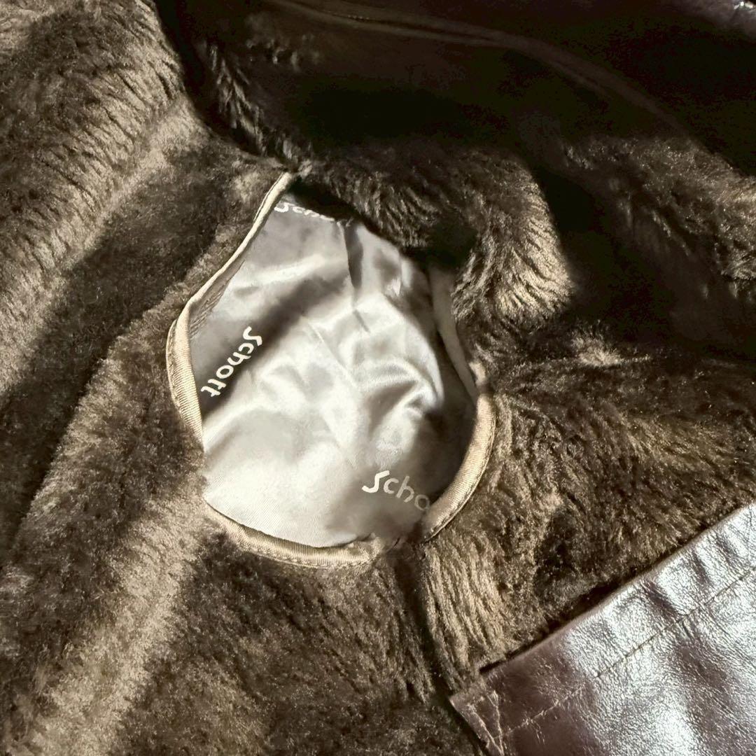 Schott 643EVS 襟付きシングルライダース ダークブラウン サイズ38