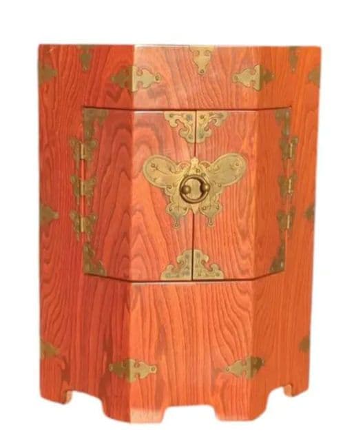 李朝 李朝家具 八角箱 時代物 金具 収納箱 韓国美術 木 木工 木製 帽子入