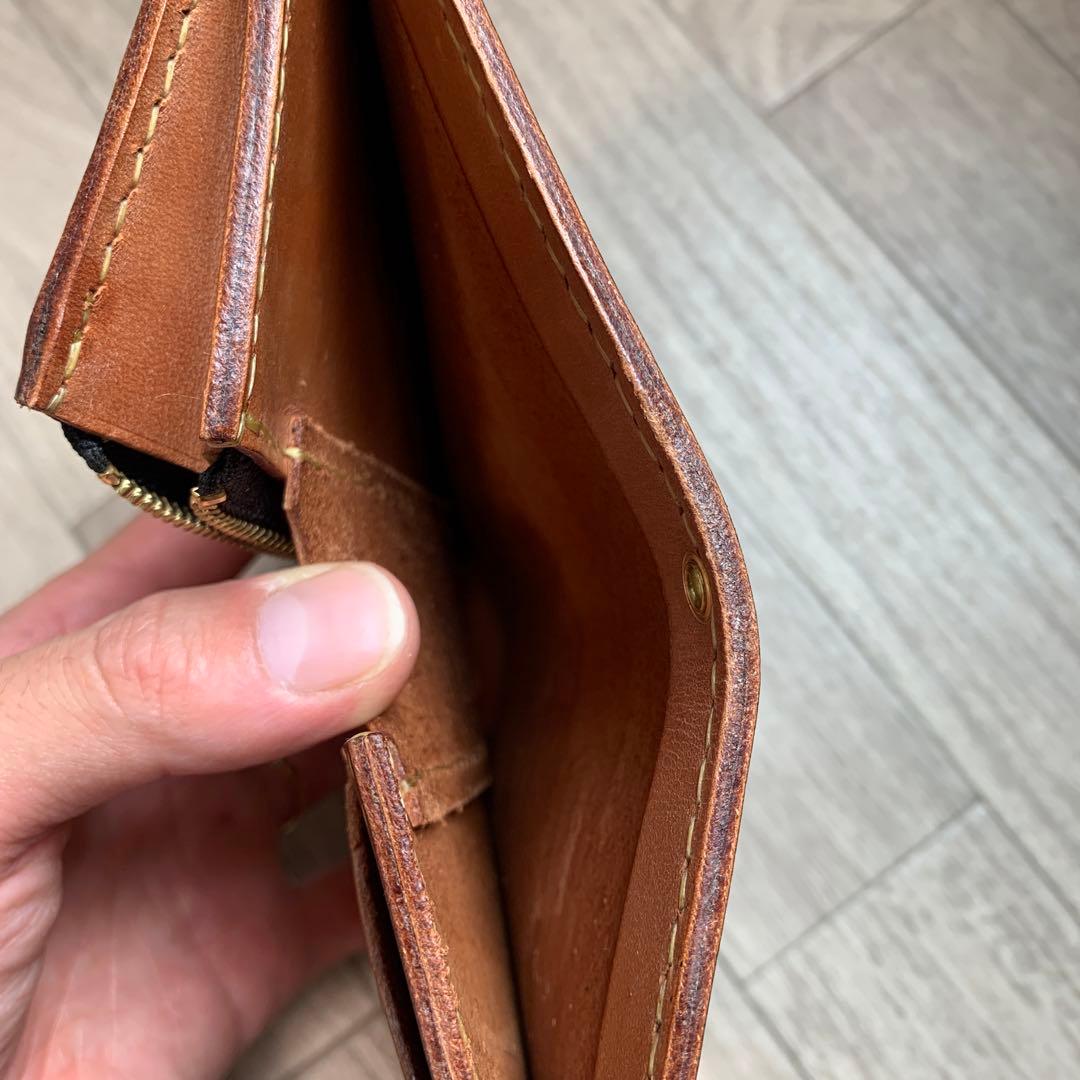 【茶芯】ブラック×ブラウン　トラッカーウォレットミドル　真鍮　お札を折らずに収納