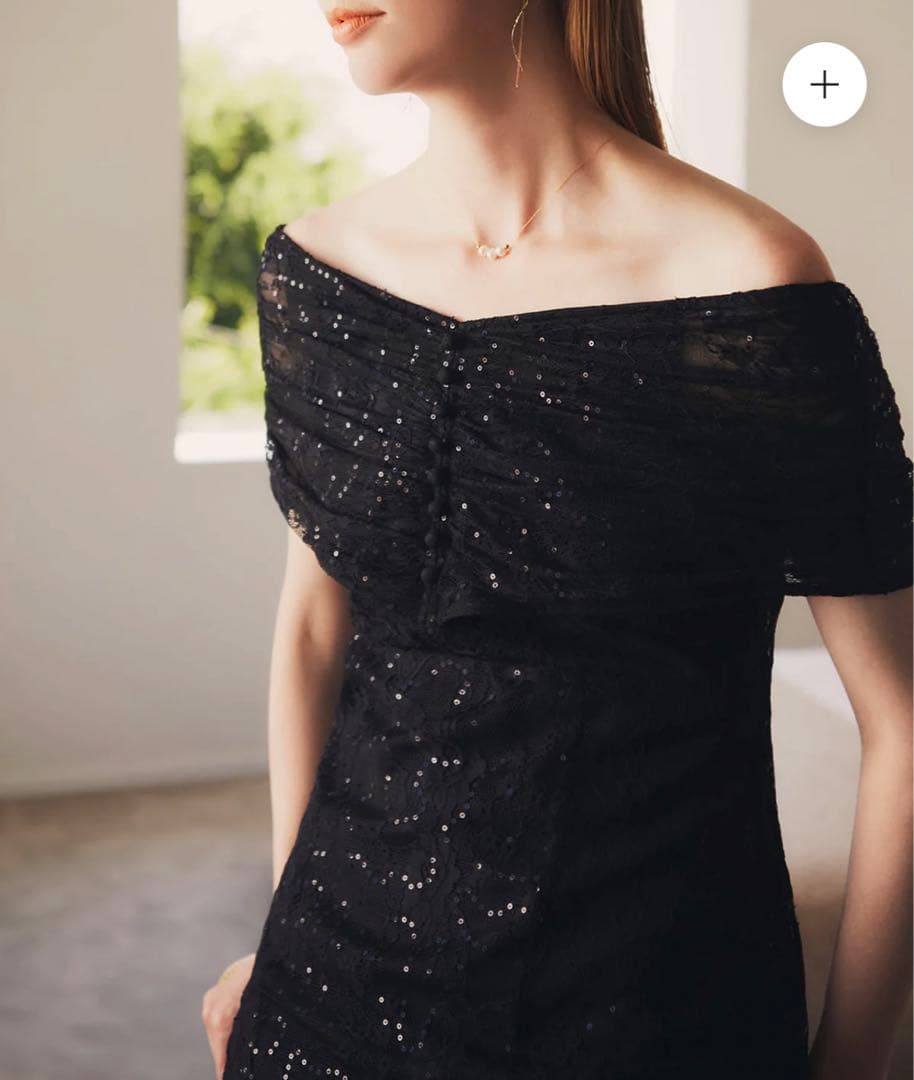 【新品】LEJA 2WAYレース花柄オフショルダーマーメイドワンピースドレス 黒