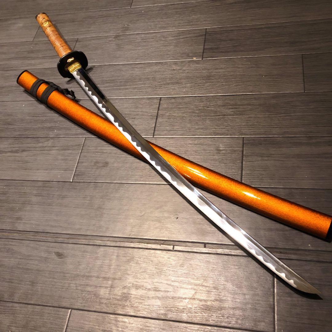高級模造刀　居合刀　太刀　本研波刃　籐巻拵え　 刃長