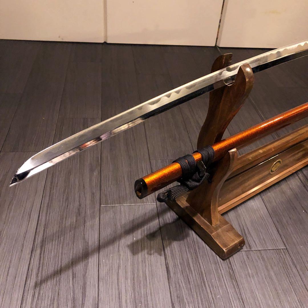 高級模造刀　居合刀　太刀　本研波刃　籐巻拵え　 刃長