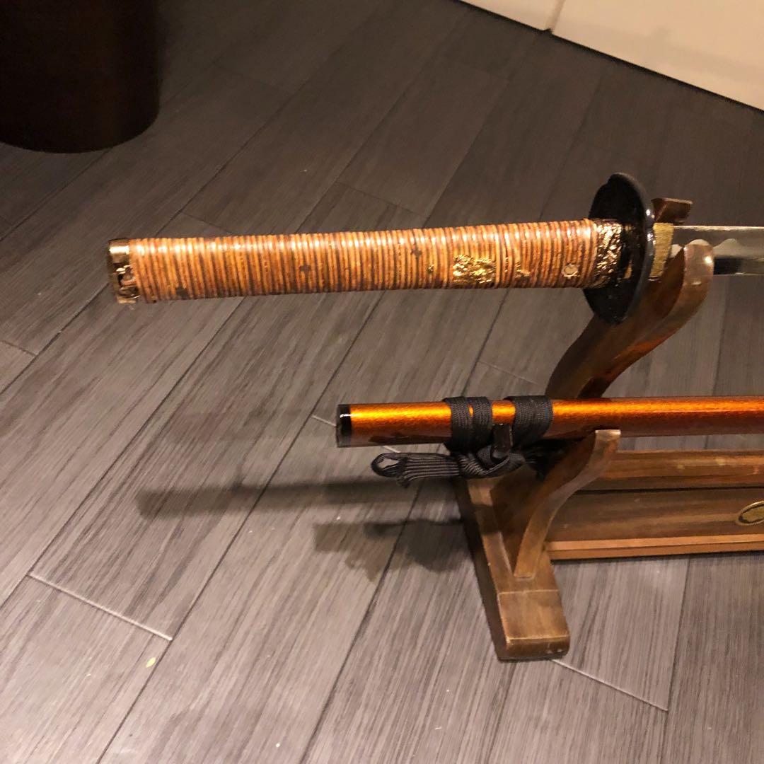 高級模造刀　居合刀　太刀　本研波刃　籐巻拵え　 刃長