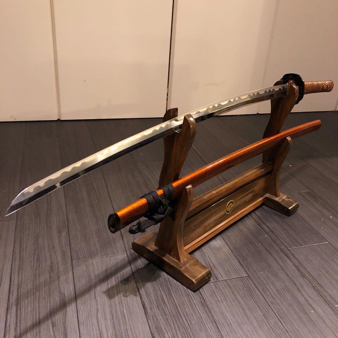 高級模造刀　居合刀　太刀　本研波刃　籐巻拵え　 刃長