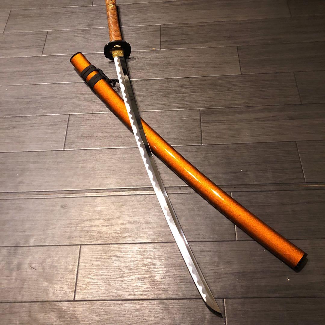高級模造刀　居合刀　太刀　本研波刃　籐巻拵え　 刃長