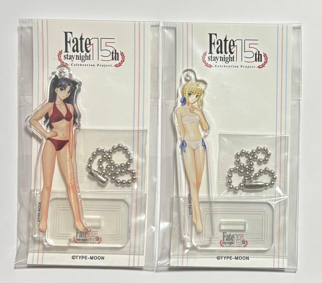 TYPE-MOON展　Fate セイバー　遠坂凛　水着　アクリルマスコット