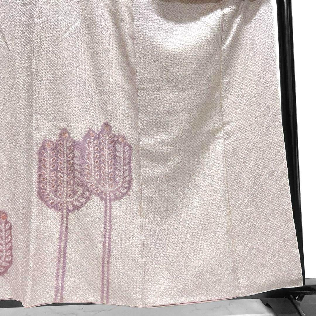 振袖　総絞り　花模様　紗綾形花地紋　薄ピンク　成人式 晴れの　着物 045a p