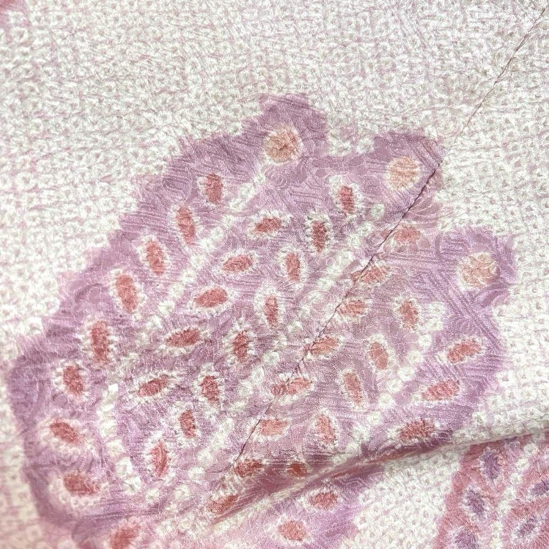 振袖　総絞り　花模様　紗綾形花地紋　薄ピンク　成人式 晴れの　着物 045a p