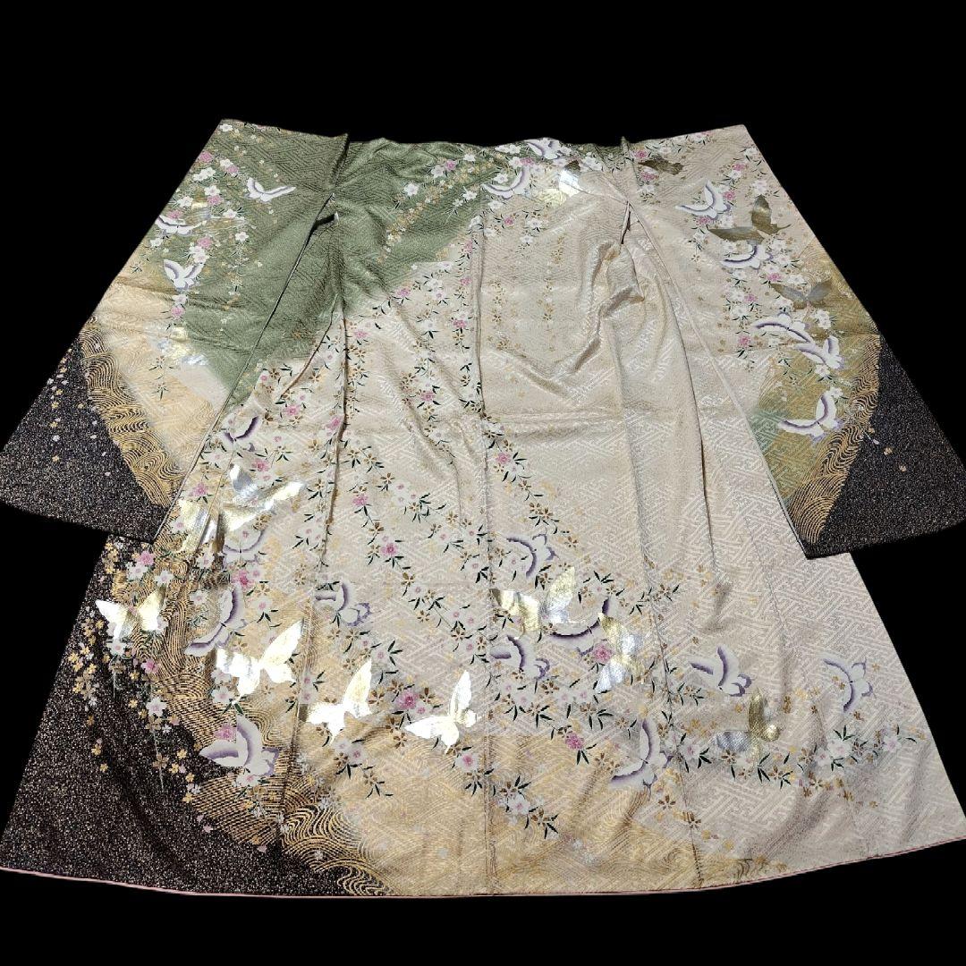 振袖フルセット(8点)・成人式・くすみ・モダン・金銀彩加工・暈し染め・正絹・逸品