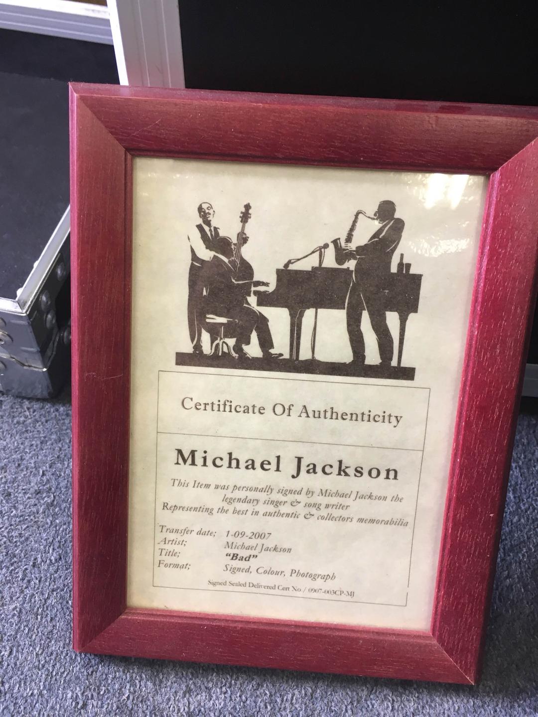 マイケルジャクソン本物サイン 証明書付き