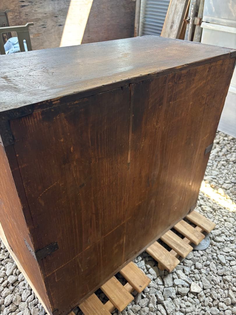 【最終価格】木製 茶箪笥 金具付き　レトロ家具　アンティーク