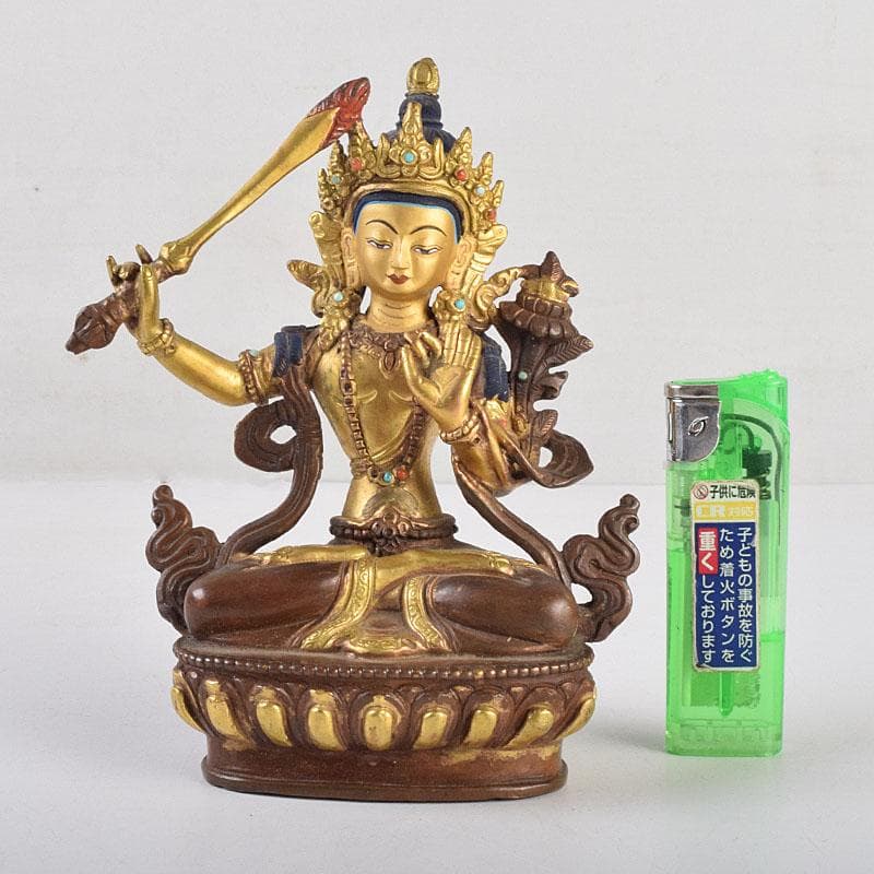 仏教美術　古銅鍍金　チベット仏　仏像　置物　M　R9182