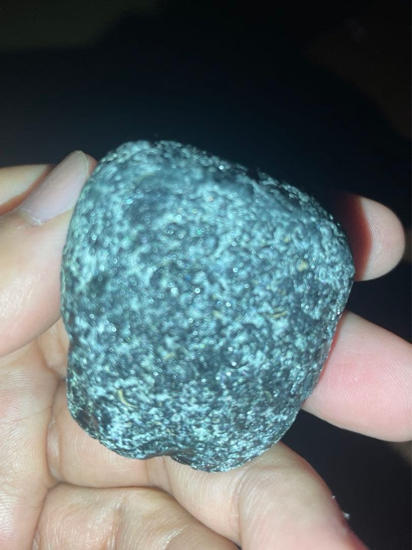 研磨品　十勝石玲瓏　ブルー、グリーンベースレインボーオブシディアン